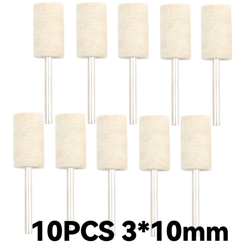 10Pcs/5Pcs Wool Felt Mounted Polishing Buffing Wheel OD 3-10mm Grinding Head for Dremel Drill Rotary Tool 3mm Shank