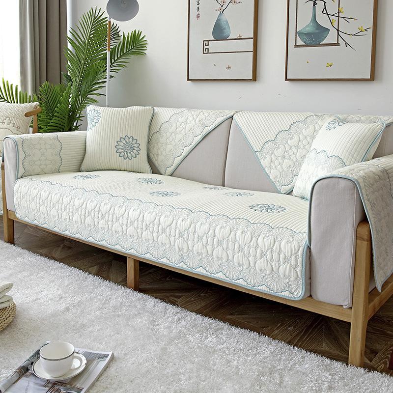 Pure Cotton Sofa Cushion for All Seasons, Cotton Fabric Non-slip Cushion Cover, Simple Modern Set Cover, Seat Cushion All-inclusive