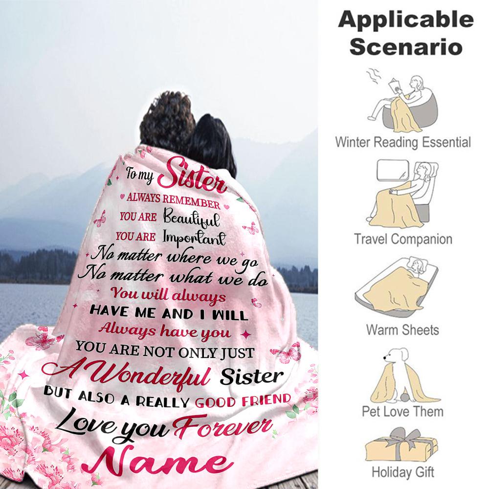 Sister345 Personalized Text Blanket Throw Personalized Blanket Comfortable Throw For Bedding Chair Bed Office All-Season Use