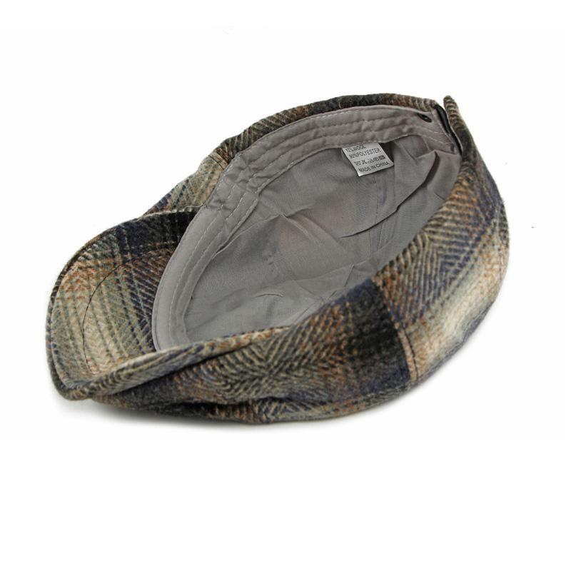 Høst Vinter Ull Gradient Åttekantet Hatt Menn Britisk Vintage Hatt Avisgutthett