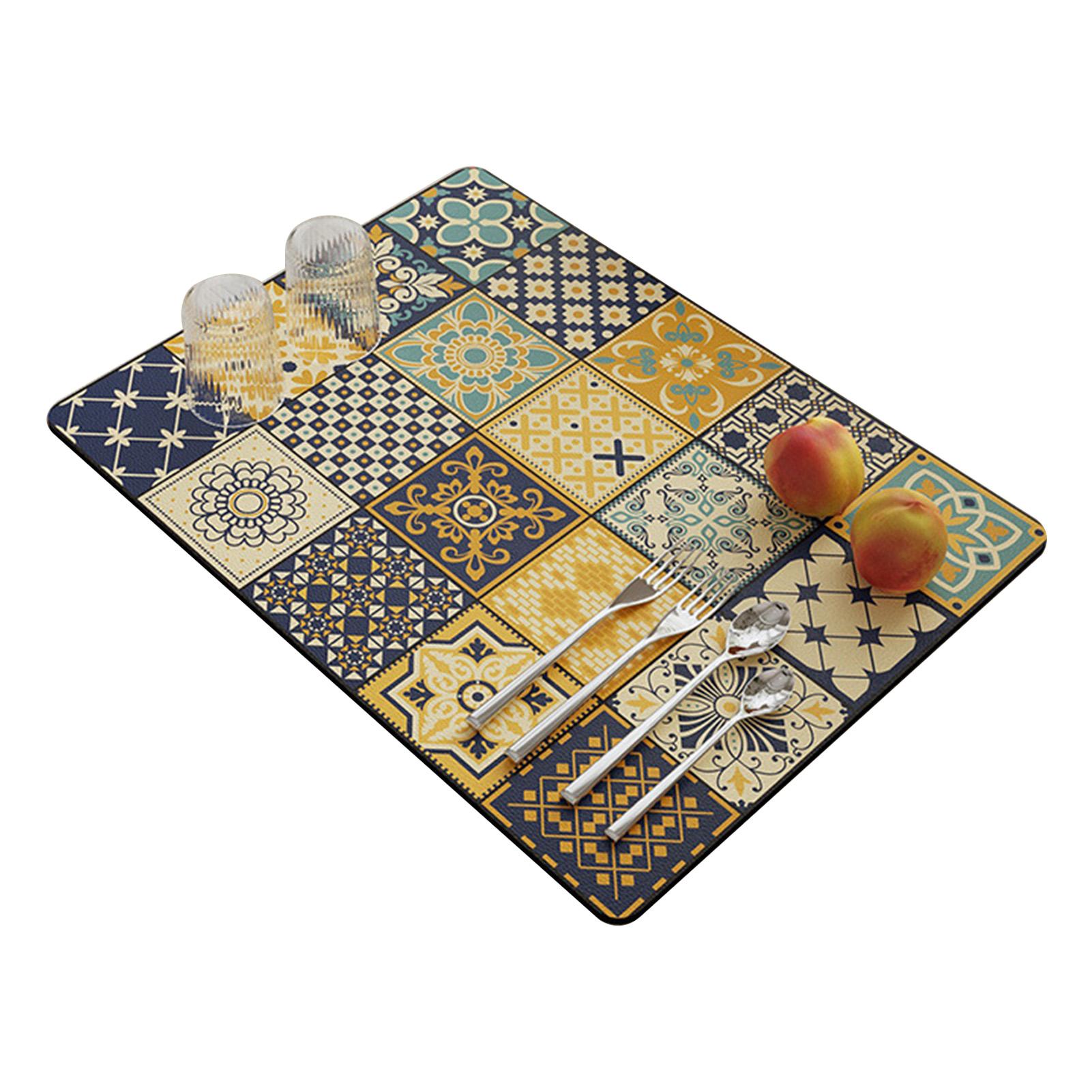 

Ретро узор супер впитывающий воду коврик быстросохнущий настольный коврик для посуды чашки 30x40cm