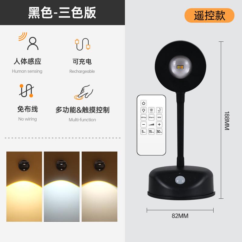 New charging wiring free indoor wall spotlight Intelligent LED human body sensing light remote control painting light home decor