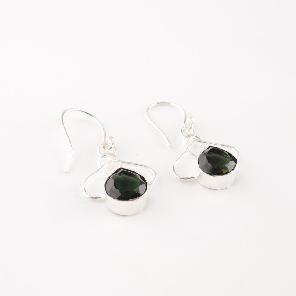 Green Tourmaline Gemstone 925 Sterling Silver Jewelry Partywear Earrings 1.50" EE-2-40