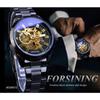 Forsining Men Fashion and Leisure Hollow Blue Glass Waterproof Mechanical Watch