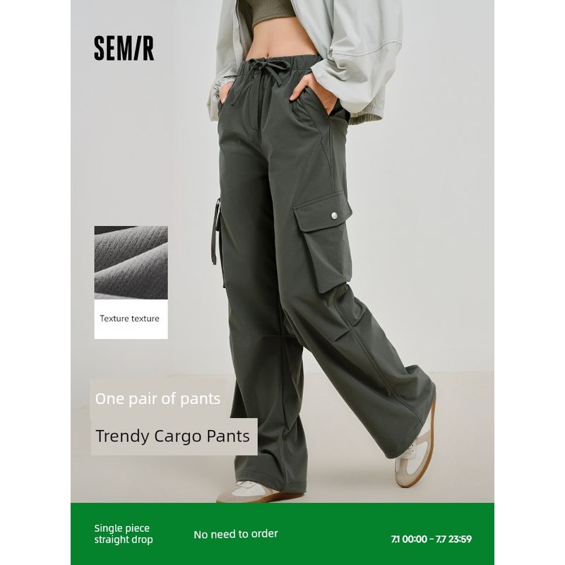 

[Same Style with Mall] Senma Casual Pants Women s Premium Black Pants Trendy Cool 2025 Spring New Purple Cargo Pants Black 90001 165/70A/L