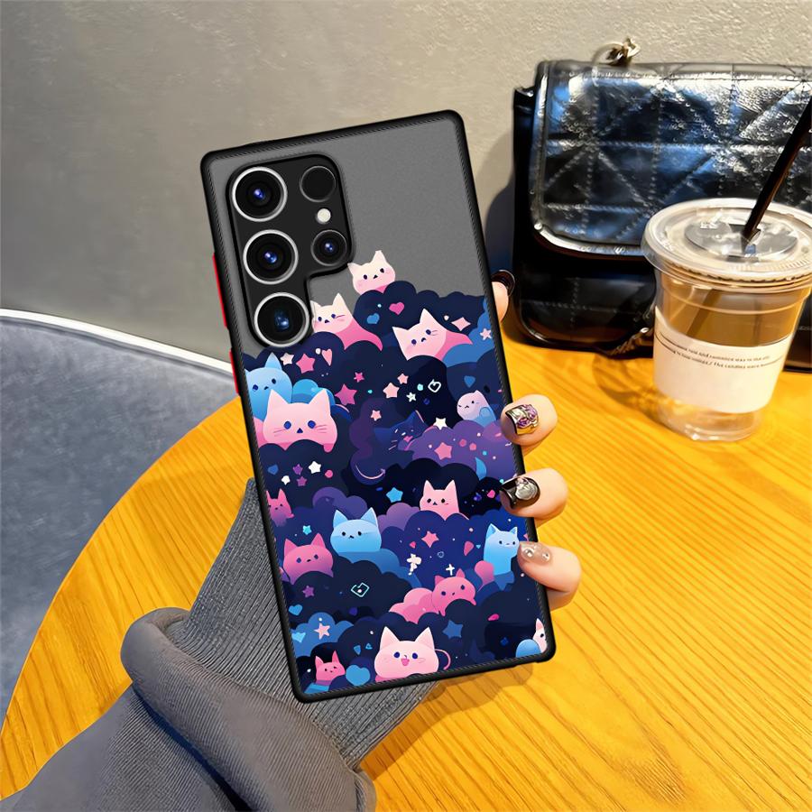 Case for Samsung Galaxy S23 FE Note 20 Ultra 10+ S26 S20 FE S25 Ultra S21 S22 S24 Plus Funda Back Phone Cover Black Cat Starry