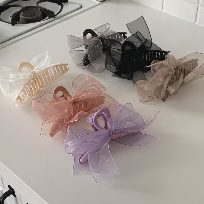 Chiffon Ribbon Hair Clip Matte Hairpin ivory