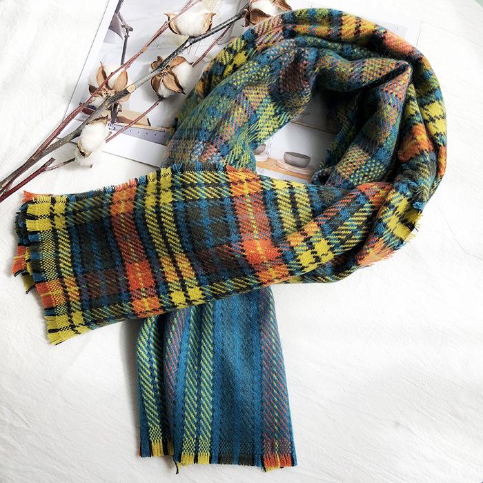 

Japanese Women s Winter Thick Imitation Cashmere Scarf To Keep Warm and Versatile Plaid Korean Style Shawl Long Dual Purpose Scarf for Students 200*70cm