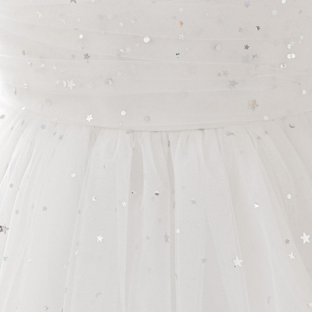 Children's Spaghetti Strap Sequin Flower Girl Dress - Puffy Tulle Skirt with Bow, Princess Gown for Weddings & Performances