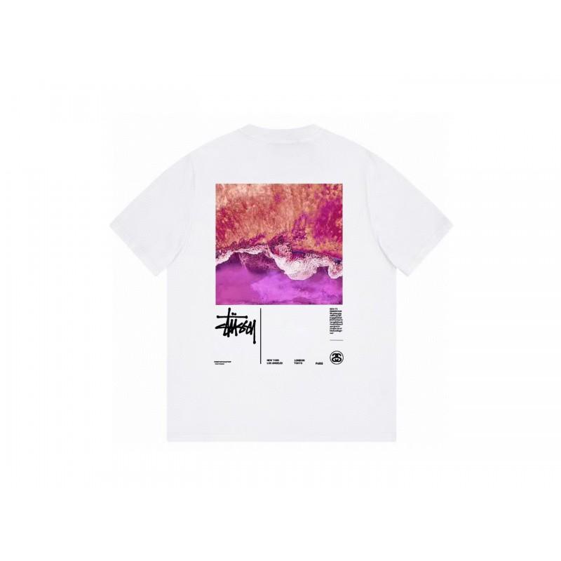Stussy Short Sleeve T-Shirt Teens Loose Fit 270g Cotton Round Neck Casual Wear
