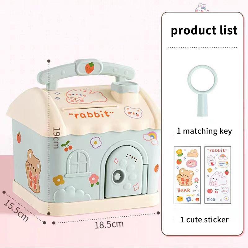 Cartoon Plastic Piggy Bank Little House Shape Children Gift Large Capacity