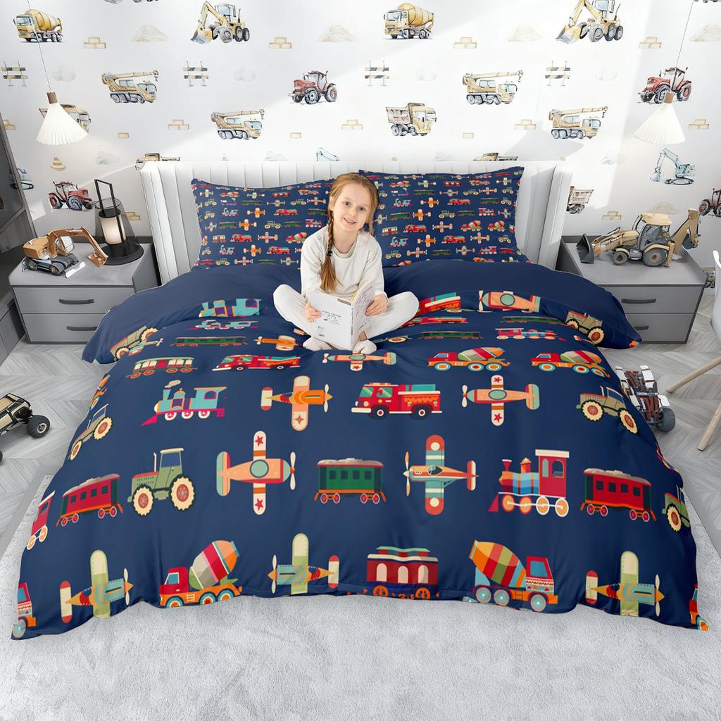 Homewish Boys Aircraft Duvet Cover Set Airplane Bedding Set Air Transportation Comforter Cover Set