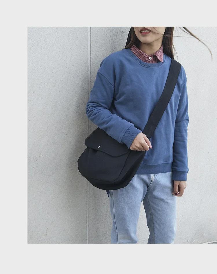 Koreansk crossbody-veske i lerret i skogsstil - uformell, enkel, retro og trendy skulderveske for kvinner og studenter