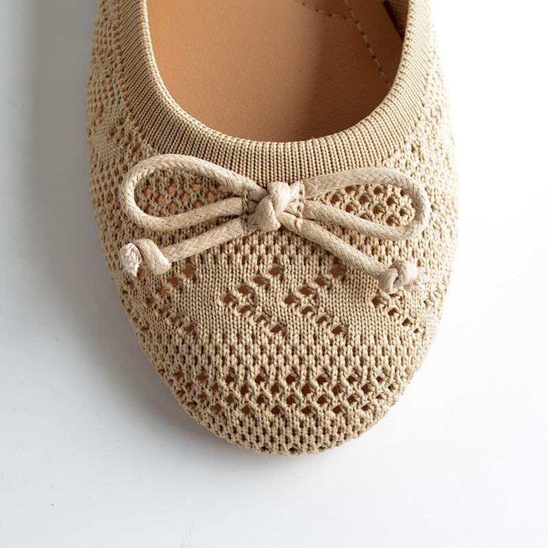 36-42 Large Size European and American Fly-woven Single Shoes New Knitted Breathable Flat Shoes