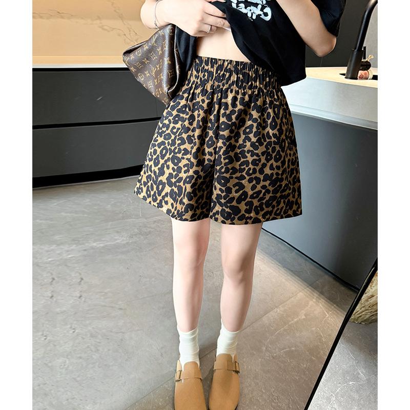 Leopard Print Sports Shorts for Women Loose Summer New Style Draped Loose Straight Three-quarter Pants Small Wide-leg Pants