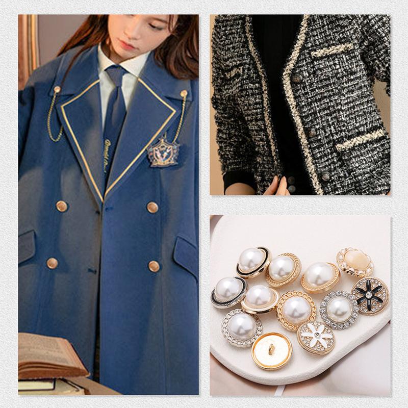 10Pcs 18/20/25Mm Flower Pearl Rhinestones Plastic Shank Buttons For Women Garment Jacket Sweater Handmade Sewing Accessories