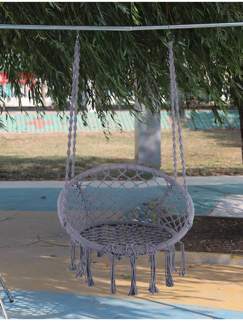 Nordic Style Cotton Rope Hanging Chair - Indoor/Outdoor Tassel Swing Hammock