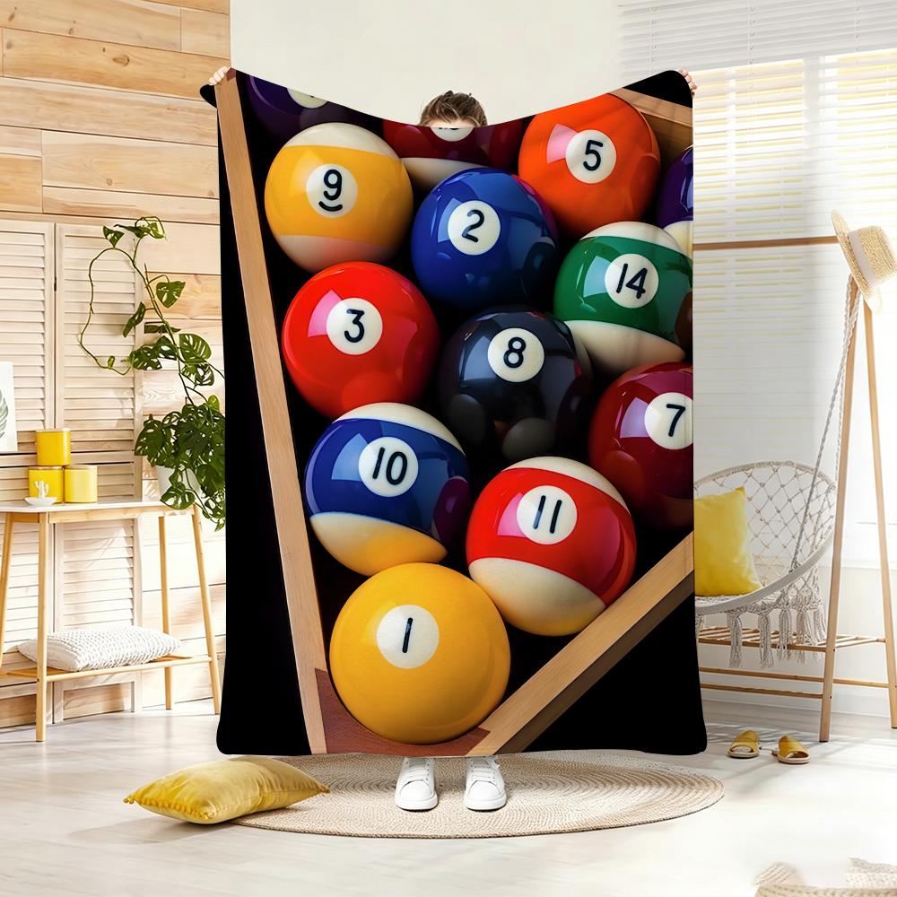 Vintage Billiards Graphic Throw Lightweight Flannel Blanket Soft Skin-friendly for Summer Cooling