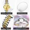 OLEVS Women's Fashion Dress Watch Analog Quartz Waterproof Stainless Steel Two-Tone with Diamond Gold Dial