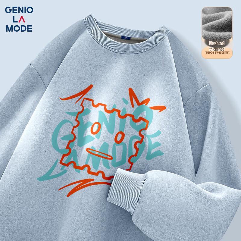 

GENIOLAMODE Men s Suede Fleece Lined Printed Sweatshirt 3XL