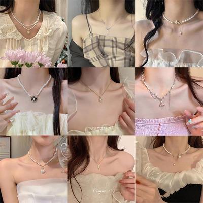 Elegant Pärlhalsband: Trendig, Lättviktig, Icke-Bleknande Titanstål Nyckelbenskedja för Kvinnor