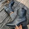 New Light Luxury High-end Women's Shoes Are Popular In Autumn and Winter, Square Head Medium Tube Heightening Warm Women's Boots Martin Cut
