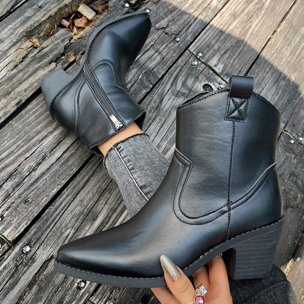 New Light Luxury High-end Women's Shoes Are Popular In Autumn and Winter, Square Head Medium Tube Heightening Warm Women's Boots Martin Cut