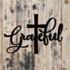Grateful Cross Metal Wall Art Christian Home Decor Inspirational Message Religious Sculpture