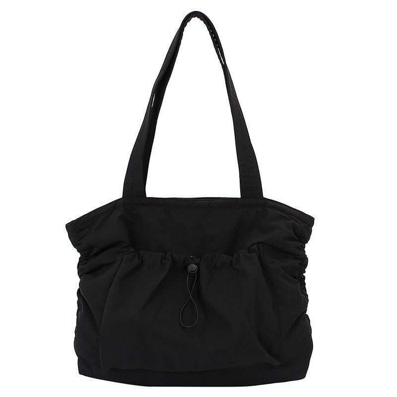 

Casual versatile strap shoulder bag summer new solid color daily handbag nylon large-capacity tote bag One Size чёрный