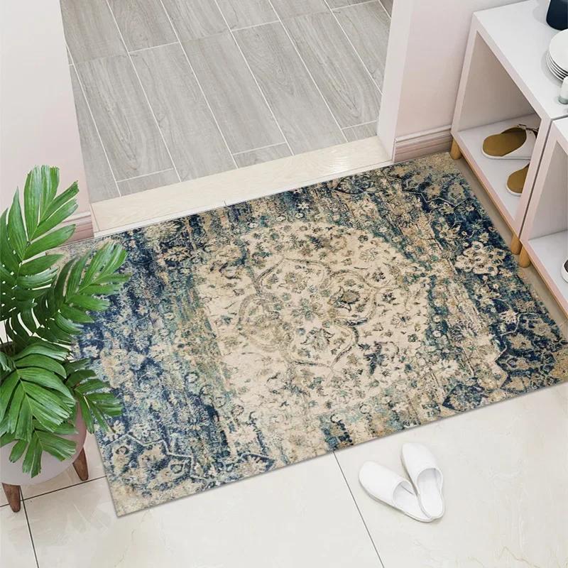 1PC Vintage Red Living Room Rug Area Rug Washable Boho Rugs Carpet Non-Shedding Throw Rug for Farmhouse Indoor Kids Playroom
