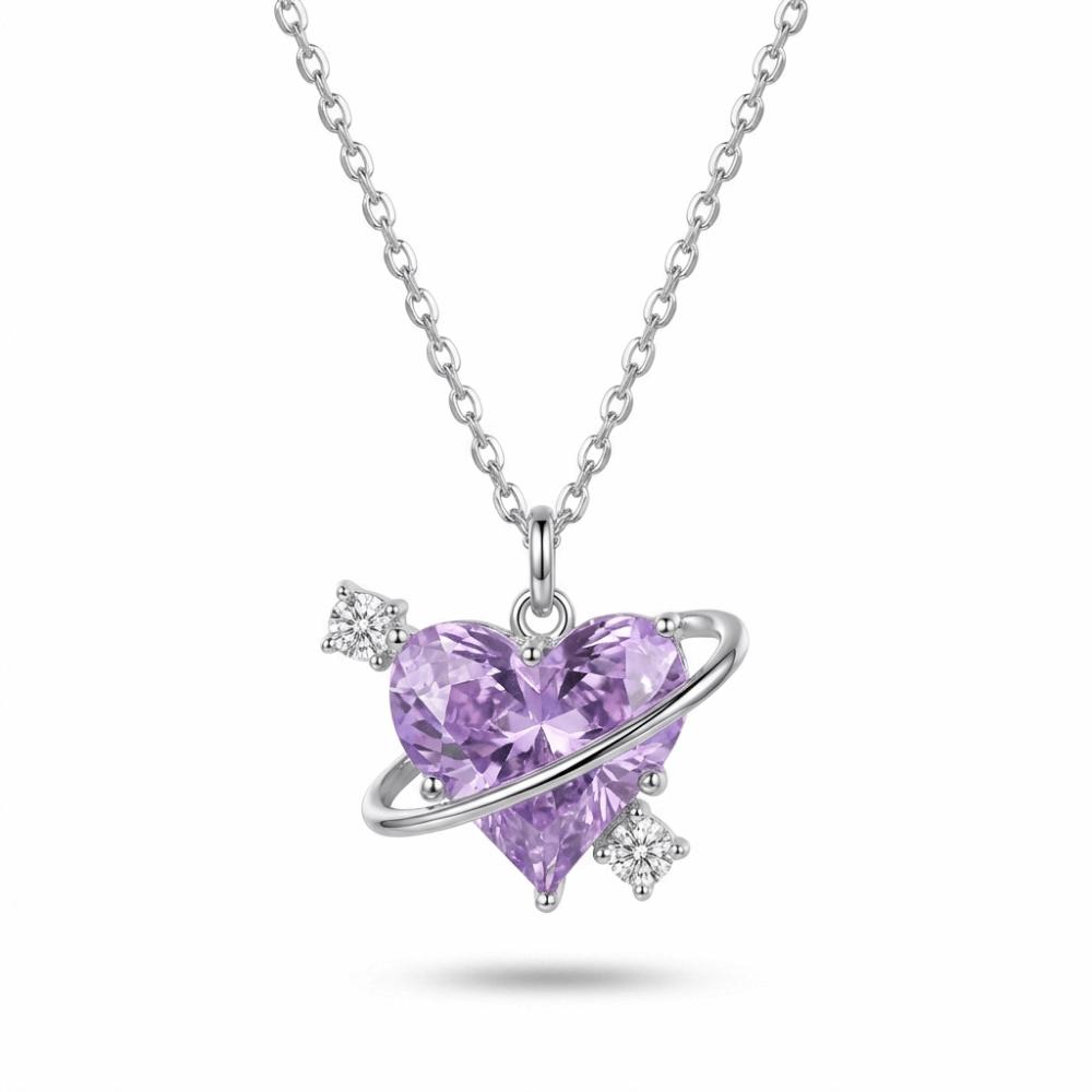 Light Luxury Design Crystal Heart Necklace Sweet Elegant Style Zircon Necklace  Fashion Accessory