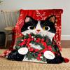 Festive Cat with Wreath for All Seasons Blanket Lunch Break Throw Gift