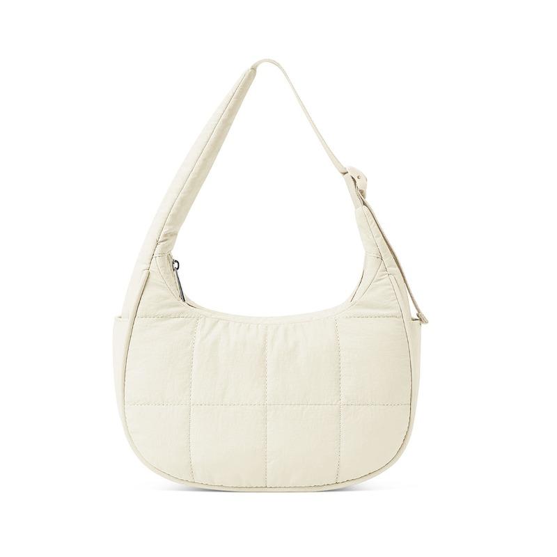 Nylon bag large capacity women's armpit bag trendy down bag versatile single shoulder fashion solid color silk cotton handbag