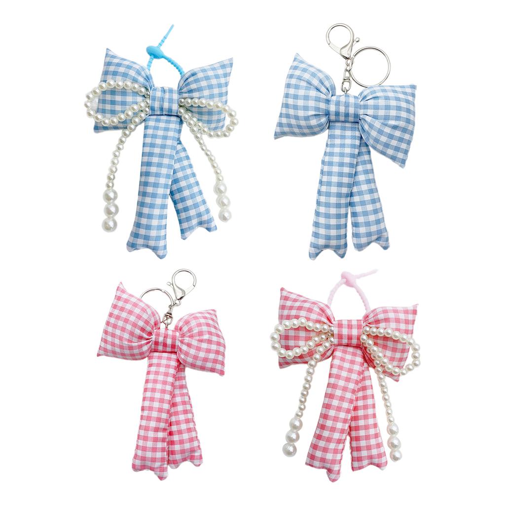 Bow Keychains for Women Cute Bowknot Beaded Keyring Charm Aesthetic Phone Chain Accessories Key Chains for Car Keys