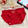 Women's Summer New Year Red Pure Cotton 10A Antibacterial Extension Crotch Triangle Briefs