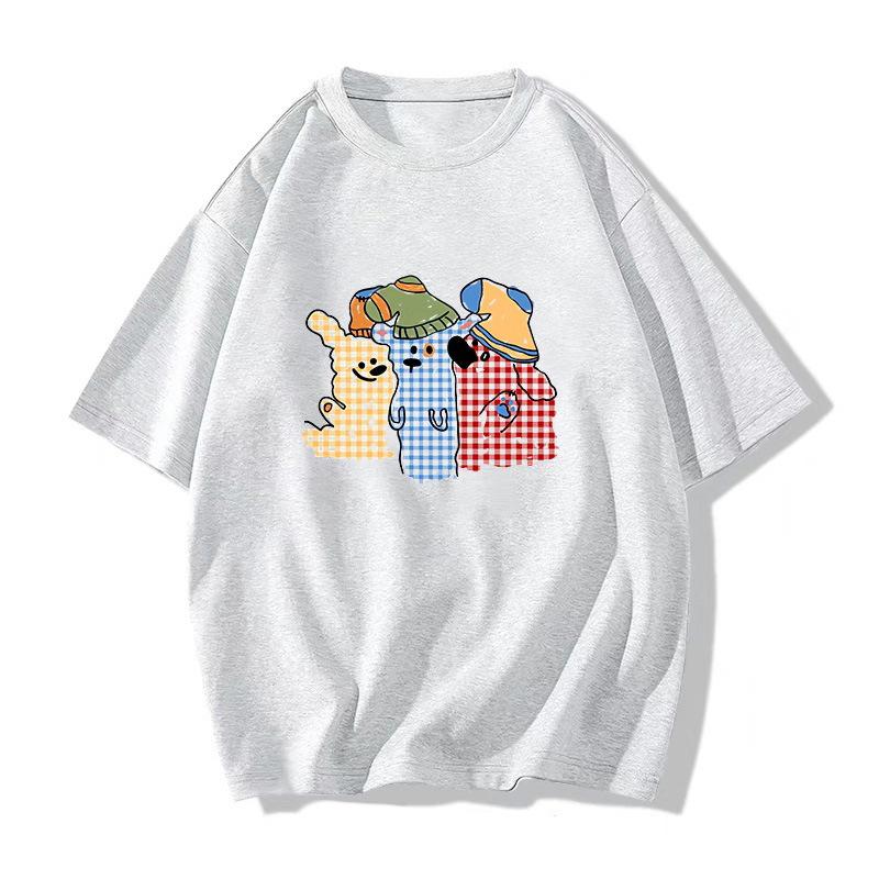 

Женская летняя хлопковая футболка с забавным мультяшным принтом - Свободный топ с коротким рукавом XL