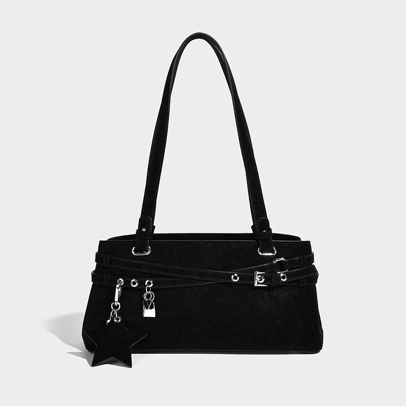 

2025 Fall/Winter New Fashion Single-Shoulder Underarm Bag, Niche High-End Large-Capacity Handheld Boston Pillow Bag 31*9*15CM чёрный