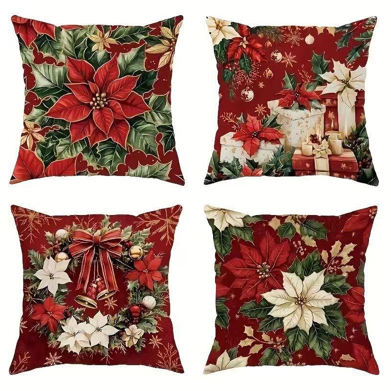 New Christmas Santa Pillow Cover, Imitation Embroidery Holiday Decorative Sofa Linen Car Cushion Cover