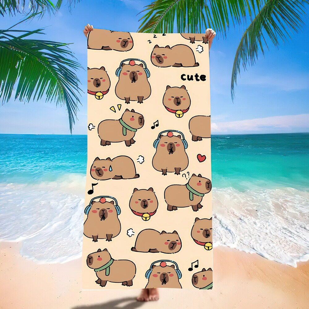 Cute Capybara Quick-Dry Bath Towel for Beach Swimming Wrap Fitness Sports Shower Towel - Absorbent Durable Pool Towel