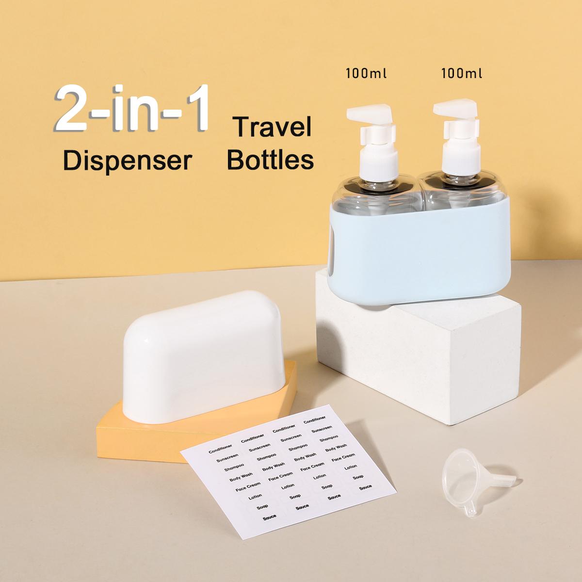 

2 в 1, 100 мл, набор дорожных бутылок, комбинированный шампунь, гель для душа, лосьон для мытья рук, разделенная пустая бутылка, дорожный набор, аксессуары 100ml&Plastic