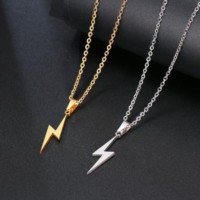 Popular, Stylish, Minimalist Stainless Steel Lightning Pendant Necklace. A Creative Couple’s Necklace.