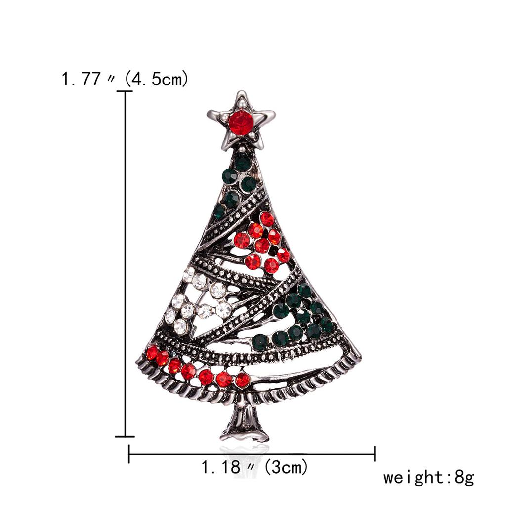 Rinhoo Green Enamel Christmas Tree Brooches For Women Vintage Colorful Rhinestone Xmas Tree Pins Fashion New Year Party Jewelry