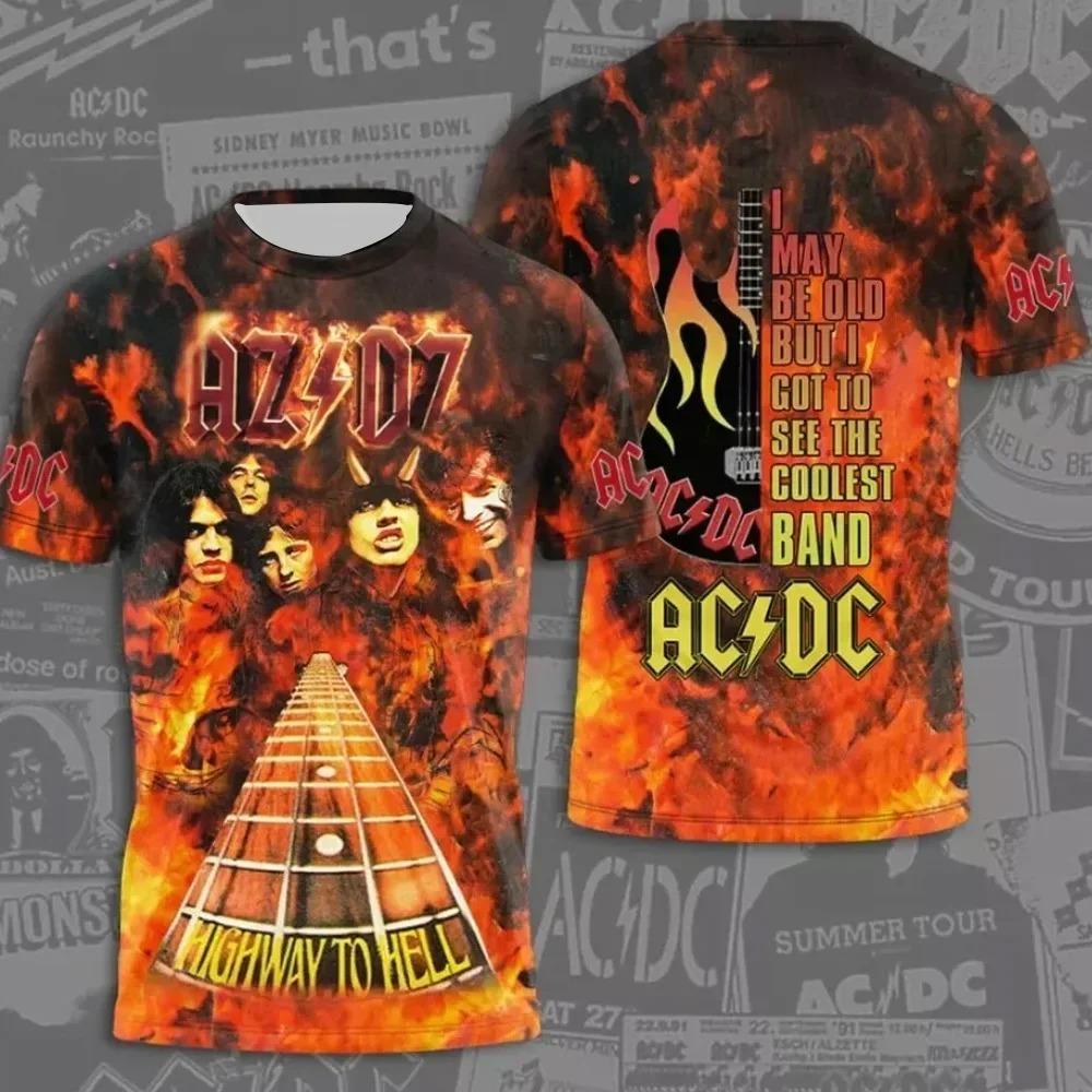 Xuhaijian02 Rock Band Plus-size Heren T-shirt ACDC 3D Print Sportief Ademend Straat Casual Hip-hop Heavy Metal Muziek Korte Mouw 2XL