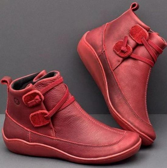 Winter New Martin Boots for Women - Short Round Toe Leather Boots - Large Size Low Boots.