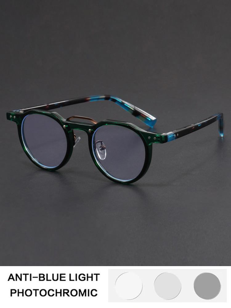 Retro Anti Blue Light Reading Glasses Women Men Round Myopia Glasses In Trend Retro Prescription Eyeglasses Photochromic Lens +1