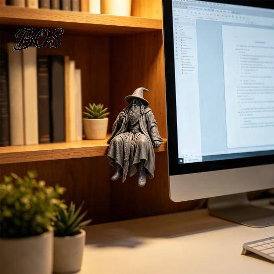 Small Wizard Figurine for Shelf 3D Printed Figurine, Sitter, Collectible Low-key High-end Art Desktop Ornament Bookshelves, Desks, TV Cabinets,