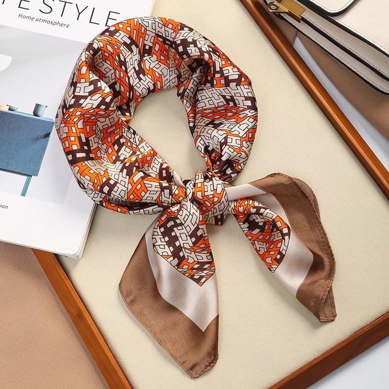 70cm Versatile Fashionable Mulberry Imitation Silk Scarf for Middle-Aged & Elderly - Summer Neck Protection