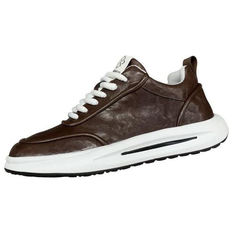 Hong Kong new spring and autumn leather solid color sports casual shoes soft sole dad shoes ysd