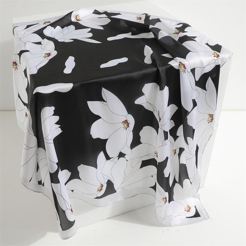 New Versatile Premium Magnolia Silk Scarf Sunscreen Shawl Fashion Scarf Simulation Silk 71cm Square Scarf Professional Scarf