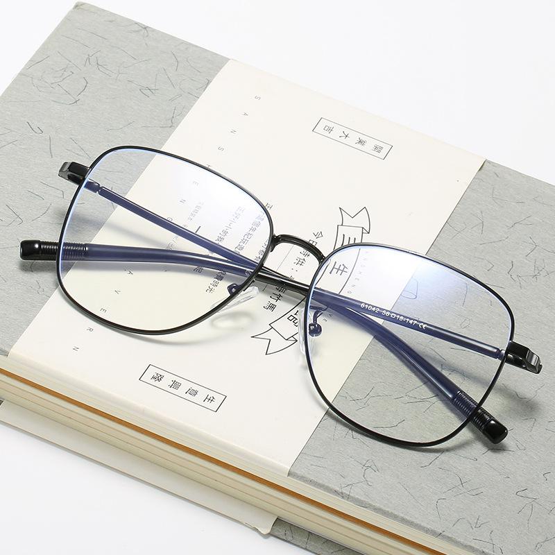 Classic Box Anti-Blue Goggles 61042 Metal Men'S And Women'S Versatile Trendy Glasses, Myopia Glasses